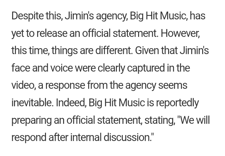 respon agensi Jimin BTS [Twitter]